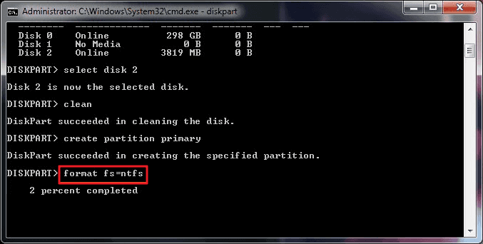 Set new partition file system on external hard drive.