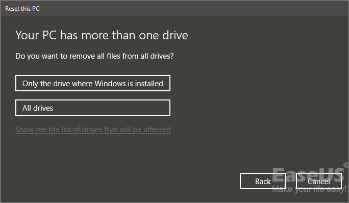 factory reset windows 10 step 3
