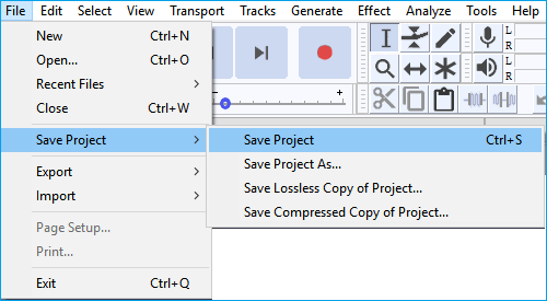 Restore unsaved Audacity.