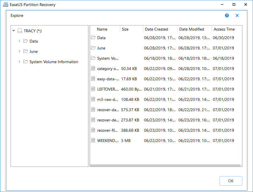 Select found partition to restore.