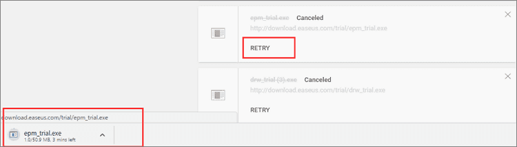 Re-download canceled Chrome download on Google Chrome page.