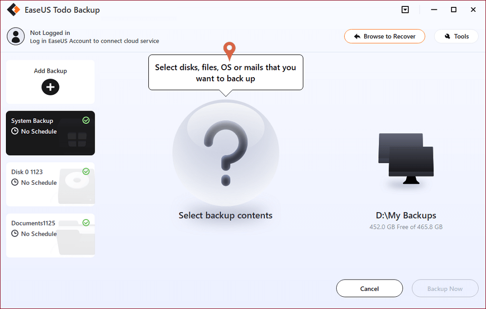 click file backup to back up files