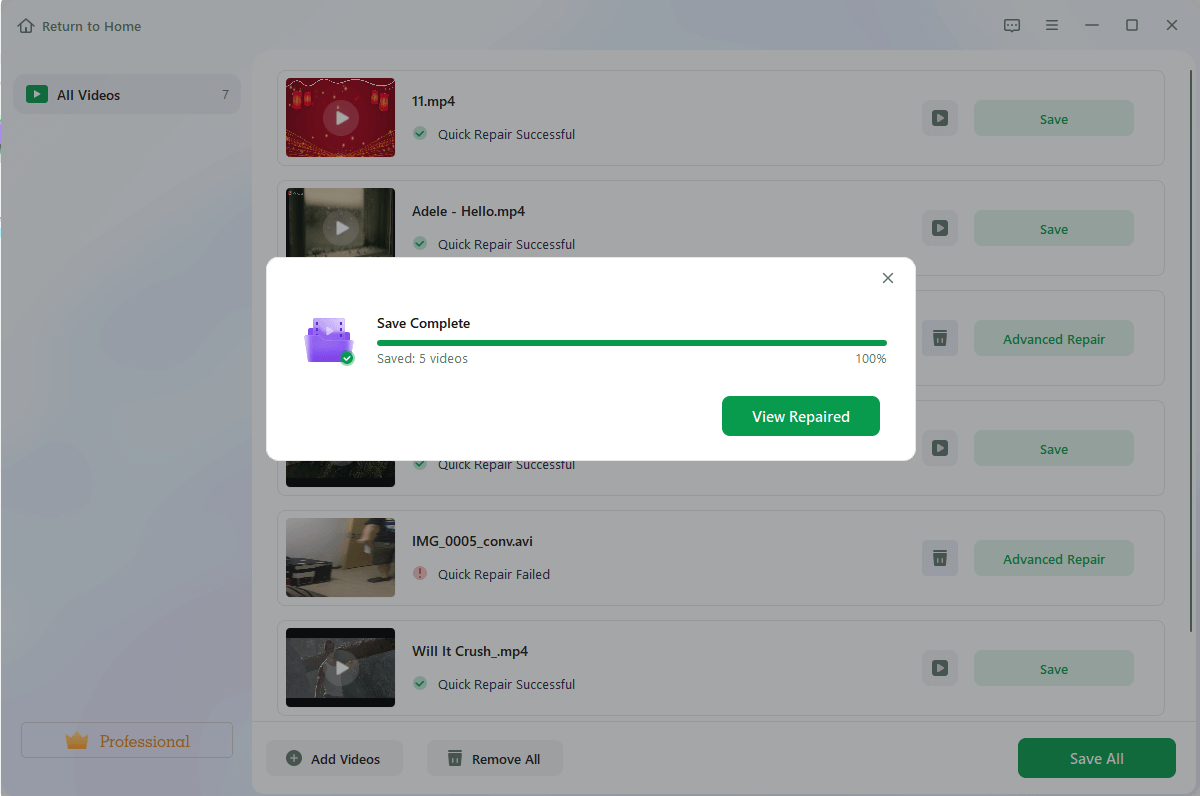 Pratonton dan Simpan Video Dibaiki